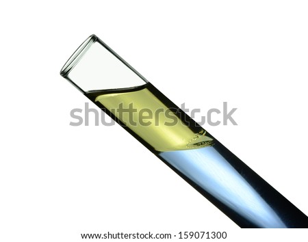 olive oil on water in test tube Royalty-Free Stock Photo #159071300