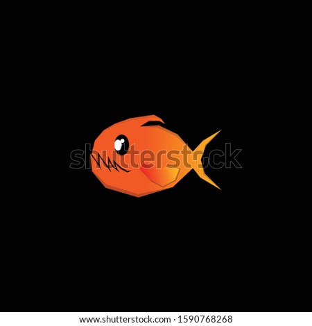 Clip art piranha fish on black Background