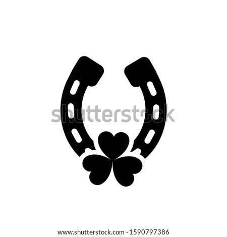 Horseshoe with  clover vector icon. Happy Saint Patricks day illustration sign. luck symbol.