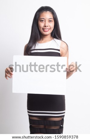 Young Asian woman with white blank sign