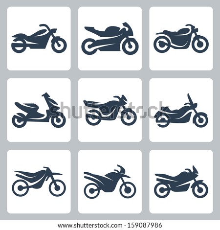 Vector isolated motorcycles icons set