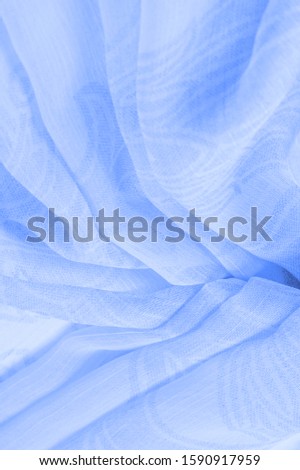 Texture, background, pattern, sensation, cambric - very thin translucent soft mercerized fabric, blue aqua