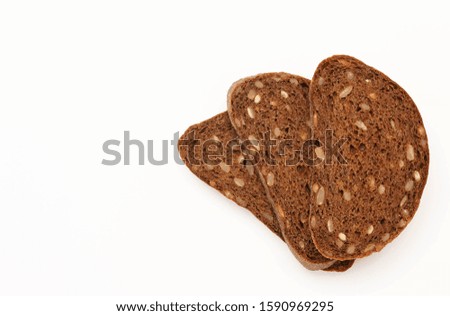 fresh bread in the corner on white background with a copy space
