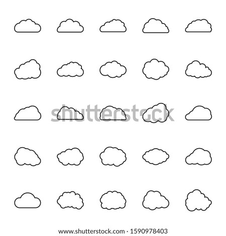 Vector icon set of clouds in line style.