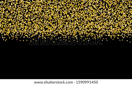 Gold glitter texture. Golden abstract particles. Sparkle glitter background. Vector illustration. Golden confetti.