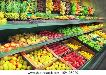 Fruits in supermarket Royalty-Free Stock Photo #159108020