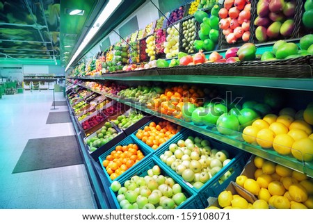 Fruits in supermarket Royalty-Free Stock Photo #159108071