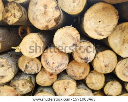 A pattern of wooden logs as a background. 