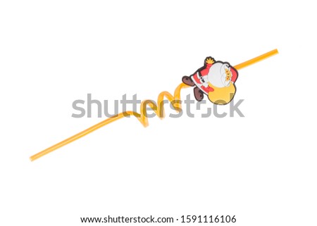 spiral cocktail tube with santa claus on a white background isolate
