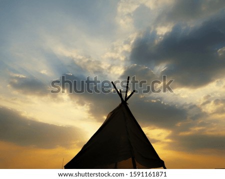 sky​ and​ Cloud​ with​ camp​ building.​ outdoor​ photography.