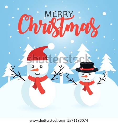 merry christmas background with snowman