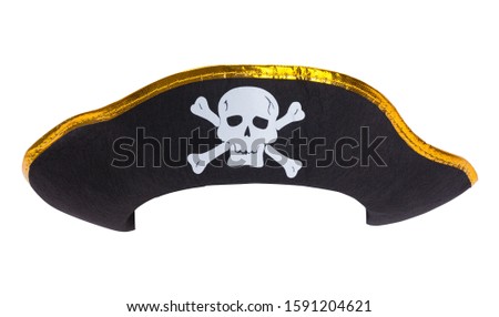 Pirate Hat with Crossbones Cut Out on White.