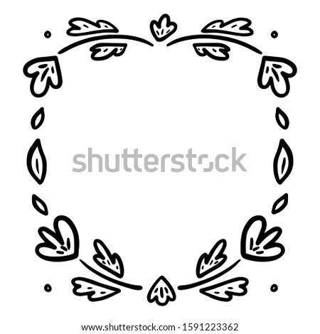 Hand drawn floral wreath for invitations, greeting cards, posters, text. Vector frame with leaves, flowers. Border.