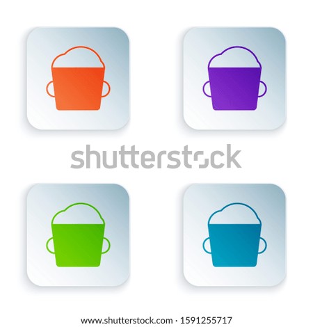 Color Bakery bowl dough icon isolated on white background. Set icons in colorful square buttons. 