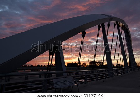 The new Main Street Bridge in Columbus, Ohio at sunset