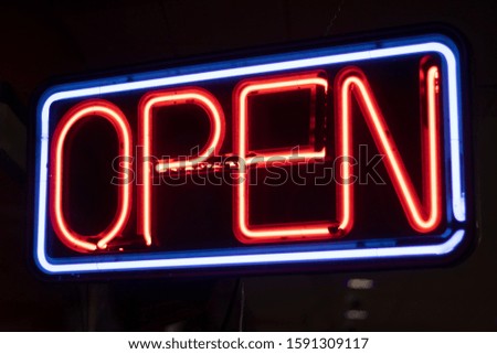 OPEN Neon Sign Blue and Red