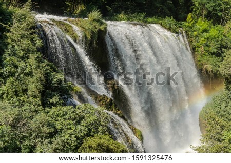 Mountain man-made waterfall Cascata delle Marmore in Italy