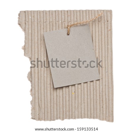 Cardboard with  paper tag isolated on white background