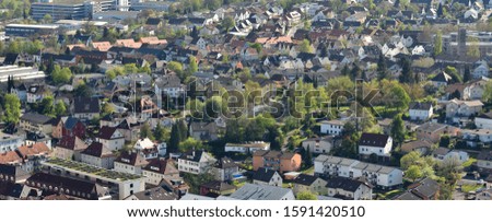 Panoramic view of a European city in Germany, aerial view. European housing, a cute European city