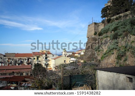 Architecture of Sorrento with mountainous view, Italy