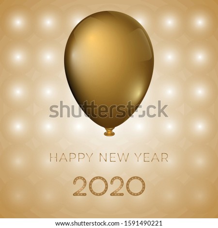 Happy new year card with a shiny balloon - Vector