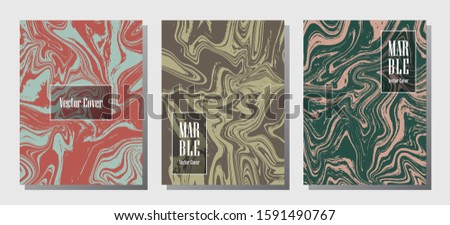 Geometric marble prints, vector cover design templates. Fluid marble stone texture iInteriors fashion magazine backgrounds  Corporate journal patterns set of liquid ink waves. Invitation cards set.