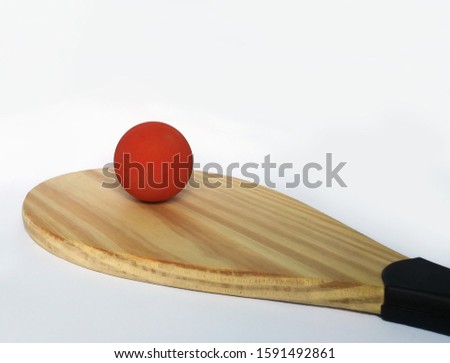 Racquetball set with a red ball in white background