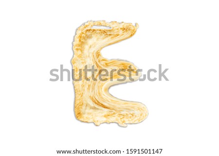 English letter " E " from a fried pancake