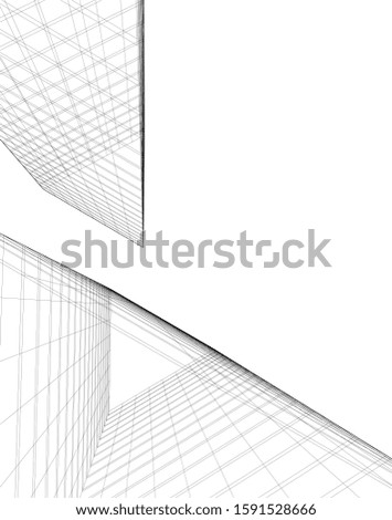 architecture building linear vector 3d illustration 