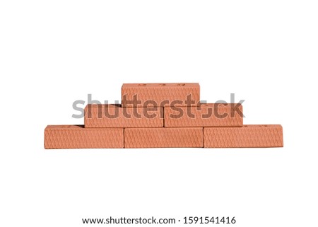 New red orange brick isolated on white background. Object isolated from clay