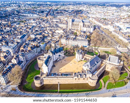 Aerial view of castle in Nantes in France
