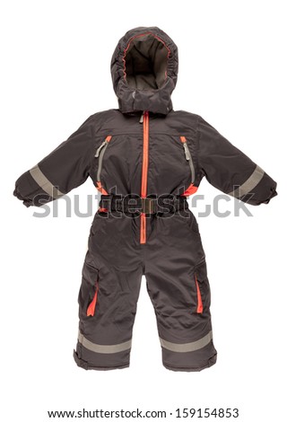 Childrens snowsuit fall on a white background Royalty-Free Stock Photo #159154853
