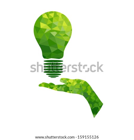 Ecology concept lamp and hand geometric  