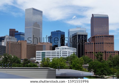 Denver city skyline in the summer