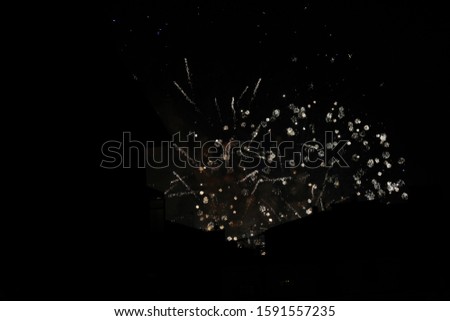 Colorful fireworks exploding in a black sky