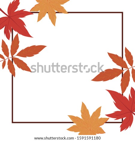 Frame of autumn leaves design, season nature ornament garden decoration and botany theme Vector illustration