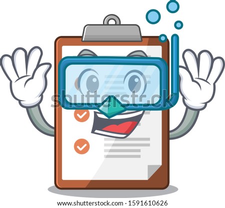 cartoon Mascot featuring clipboard Scroll wearing Diving glasses