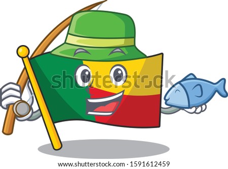 A Picture of funny Fishing flag benin Scroll design