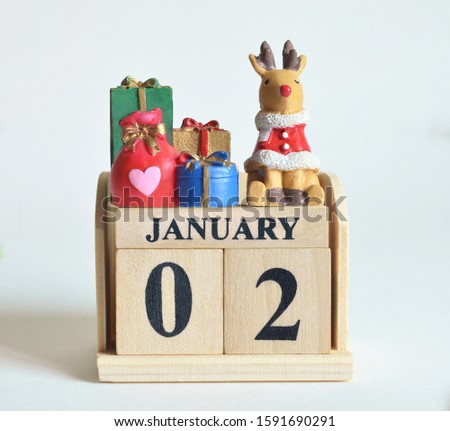 January 2, Icon, Christmas, Birthday with number cube design for background.
