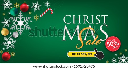 Christmas banner with Background and christmas decorates. Text Merry Christmas and happy New Year.