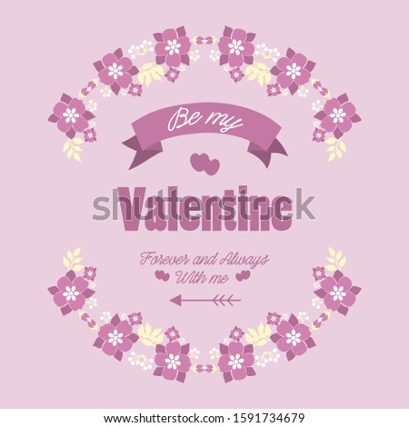 Design romantic pink floral frame, for invitation card decor happy valentine. Vector