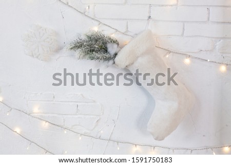christmas decoration in a room at home in white colors