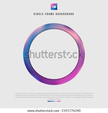 Abstract white circle frame and colorful vibrant color border on gray background. Vector illustration