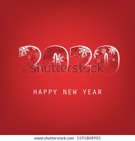 Simple White And Red New Year Card, Cover or Background Design Template - 2020