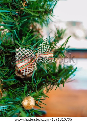 Decorated Christmas tree and blurred background