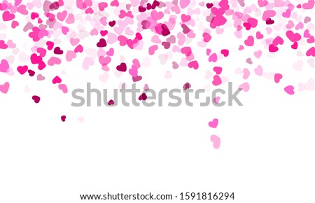 Crimson hearts confetti frame border wedding vector background. Charming falling hearts isolated graphic design. 