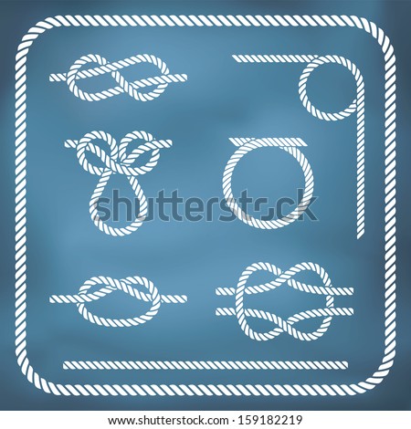 Nautical rope knots. Vector, gradient mesh Royalty-Free Stock Photo #159182219