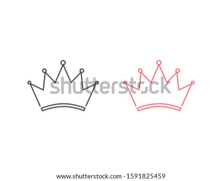 Crown Logo Template. Line icon set. Vector illustration