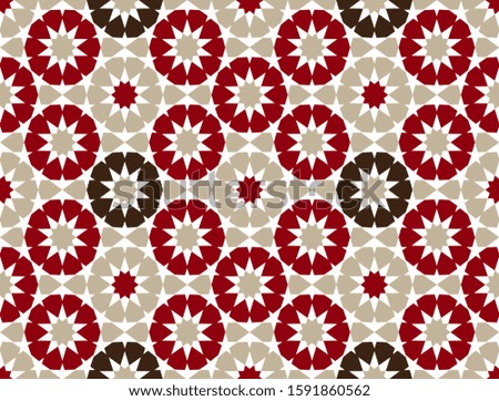 Red and brown Moroccan motif tile pattern. Luxury decorative geometric design.