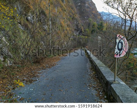 Abandoned road on the coastline of Lake Como